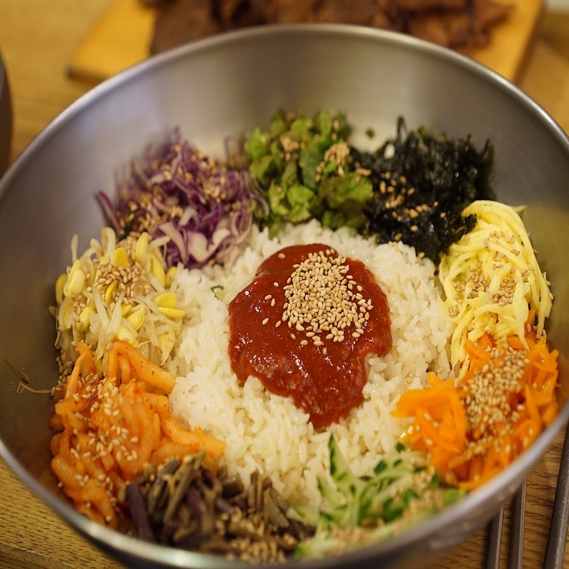 korean bibimbap in a bowl