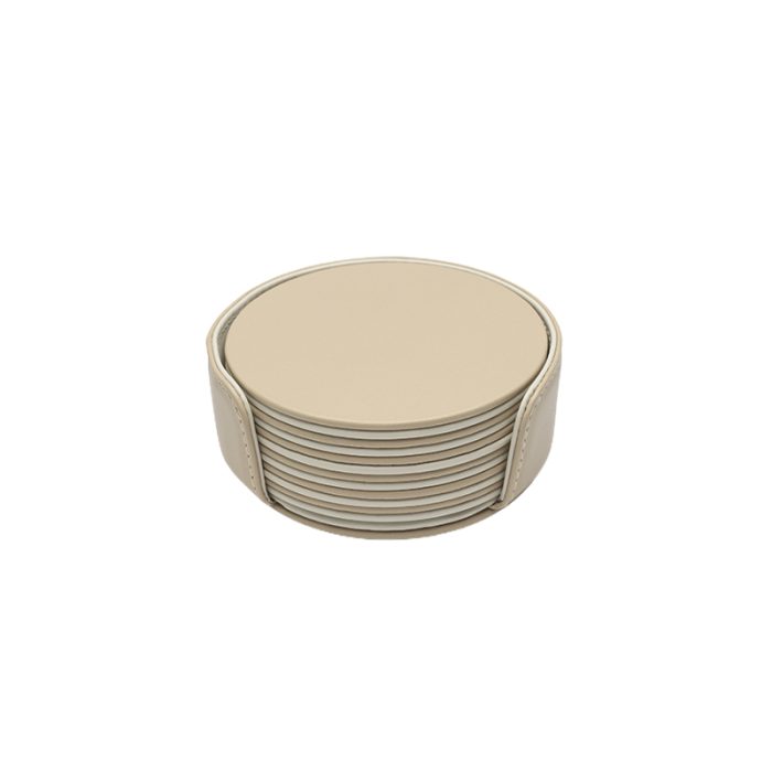 foglizzo_1921,_mondrian_leather_round_coaster_set,_cappuccino_beigev