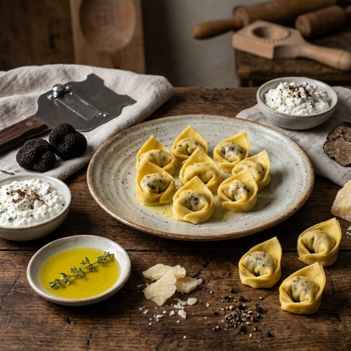 handmade_pasta,_cottage_cheese_&_black_truffle_handmade_tortelloni