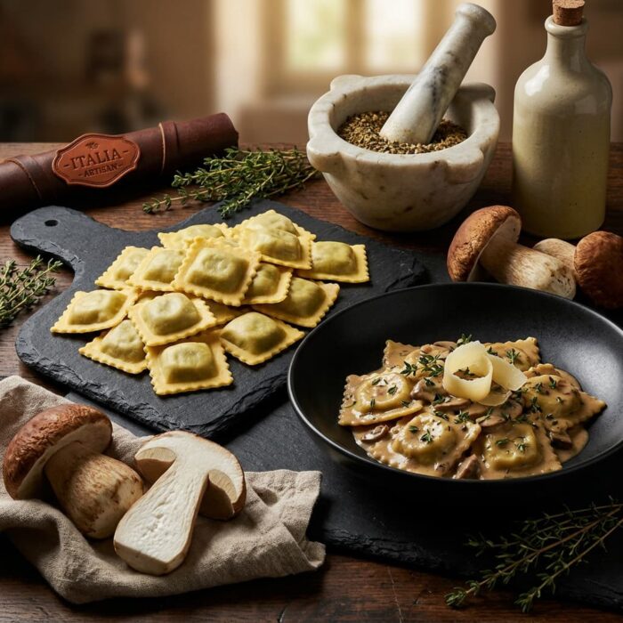 handmade_pasta,_porcini_mushrooms_&_thyme_ravioli