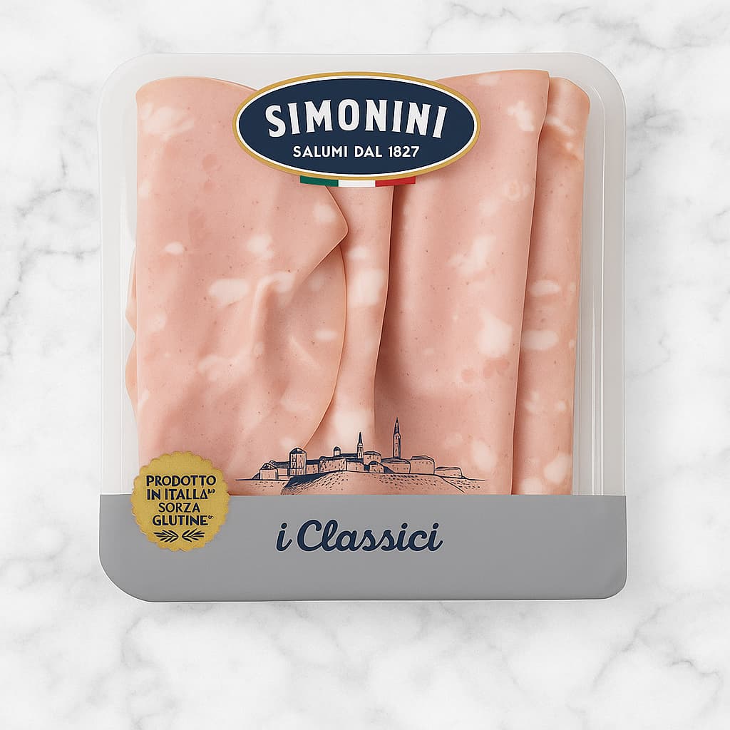 Mortadella with Pistachio, Bologna I.G.P Sliced, Simonini mortadella_with_pistachio,_bologna_i.g.p_sliced,_simonini