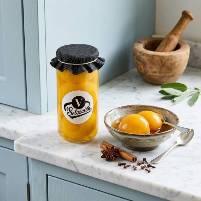 conservas_virto,_whole_spanish_peaches,_in_light_syrup,_glass_jar_720g