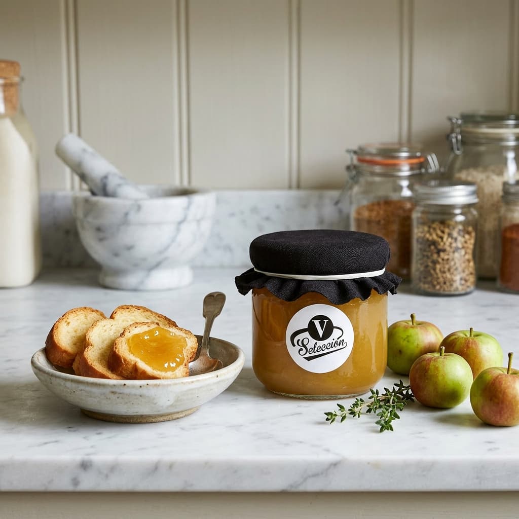 Conservas Virto, Apple Jam with Caramel and Raisins, Glass Jar 207g conservas_virto,_apple_jam_with_caramel_and_raisins,_glass_jar_207g