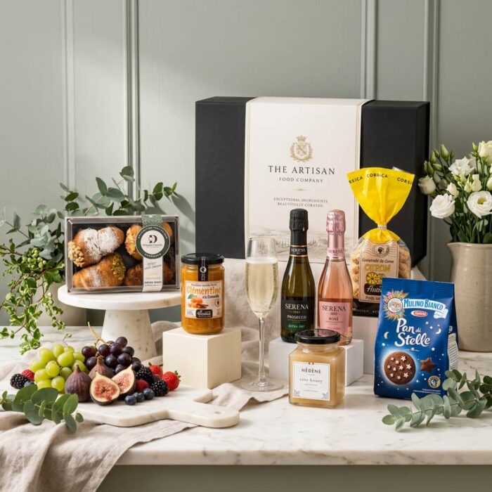 breakfast_hamper_with_prosecco,_italian_pastries,_honey_and_jam
