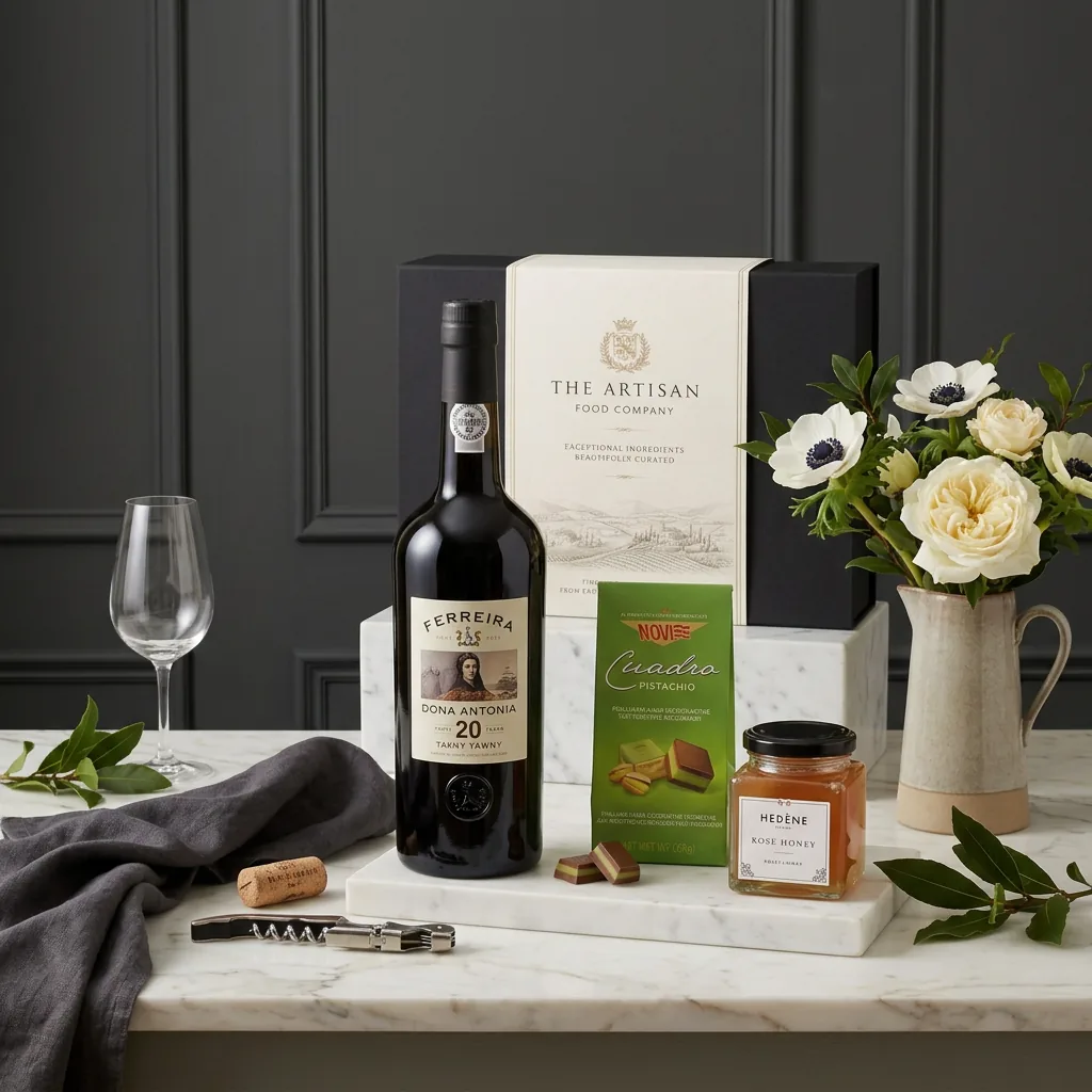 20 Year Tawny and Chocolate Gift - Chocolate Gift Box vintage_port_collector's_gift_with_wine,_chocolate_and_honey