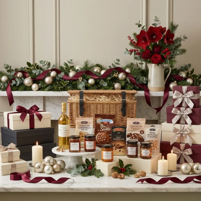 artisan_christmas_sweet_and_wine_hamper_with_wine,_honey_and_biscuits
