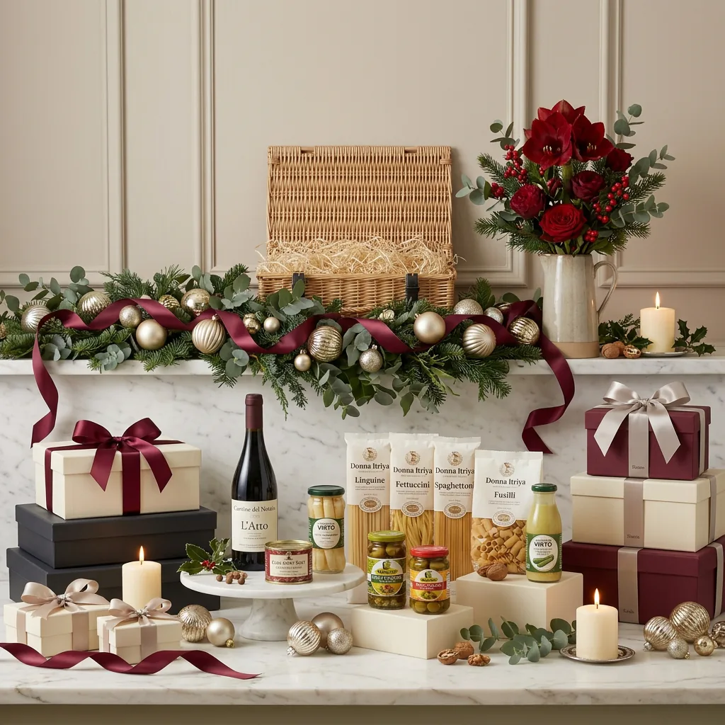 Artisan Christmas Table and Wine Hamper - Christmas Gift artisan_christmas_table_and_wine_hamper_with_wine,_foie_gras_and_preserved_vegetables