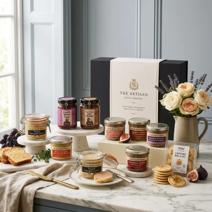 artisan_foie_gras_hamper_with_foie_gras,_chutney_and_blinis