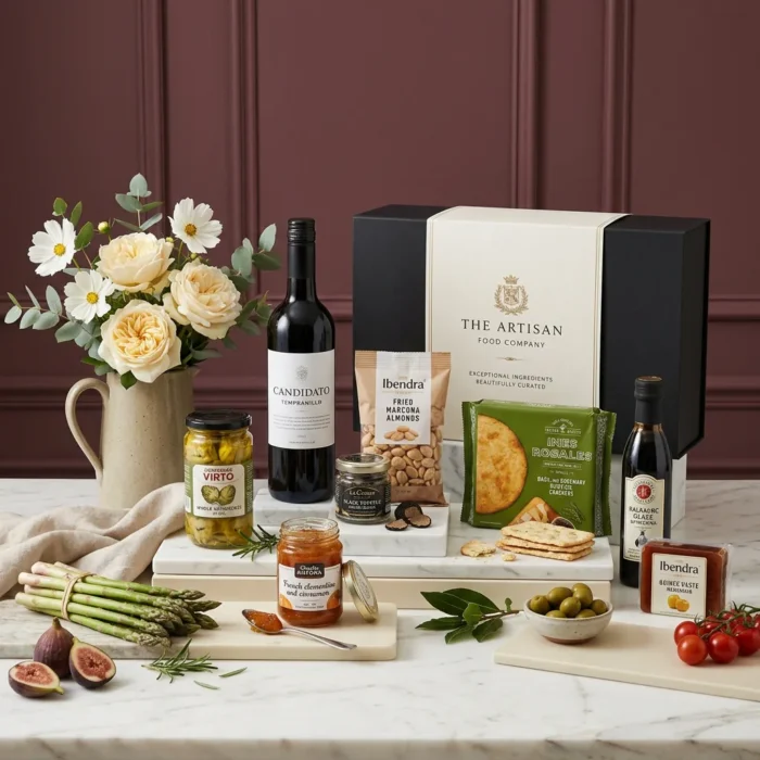 artisan_vegetarian_and_wine_hamper_with_wine,_preserved_vegetables_and_jam