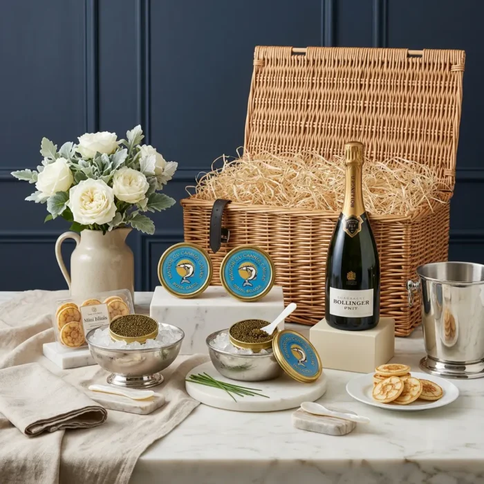 caviar_tasting_and_bollinger_hamper_3_x_30g_with_caviar,_blinis_and_wine