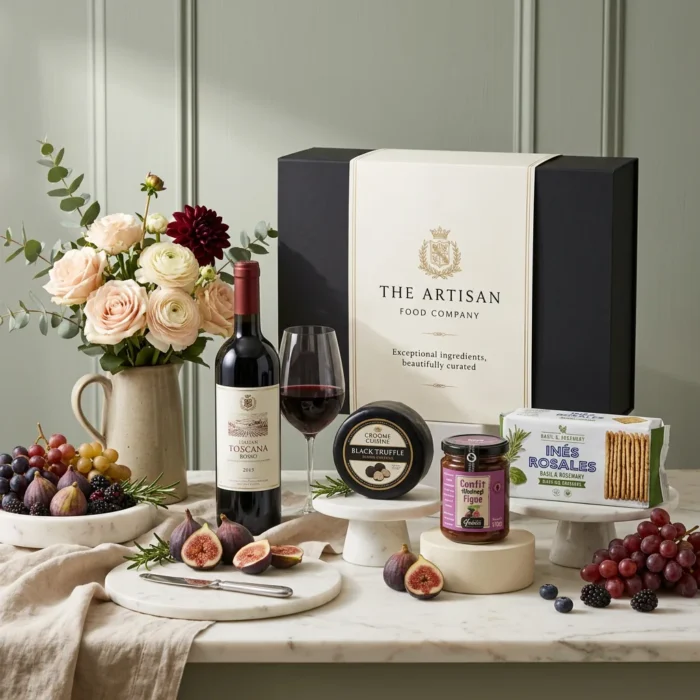 cheese_and_wine_hamper_for_one_with_a_british_truffle_cheese_and_red_wine