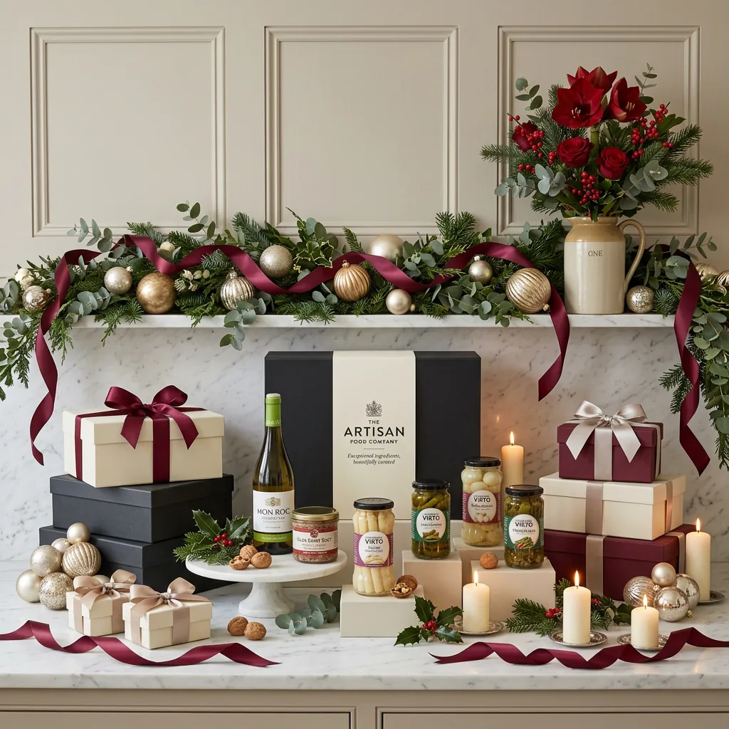 Christmas Table and Wine Hamper - Christmas Gift christmas_table_and_wine_hamper_with_wine,_foie_gras_and_preserved_vegetables