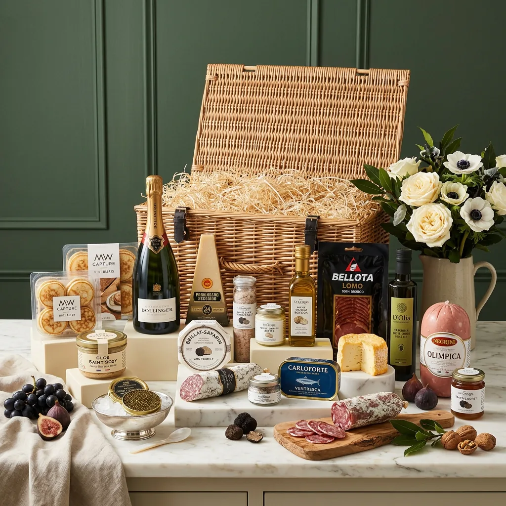 Connoisseur Gourmet and Champagne Hamper - Gourmet Gift connoisseur_gourmet_and_champagne_hamper_with_wine,_caviar_and_blinis