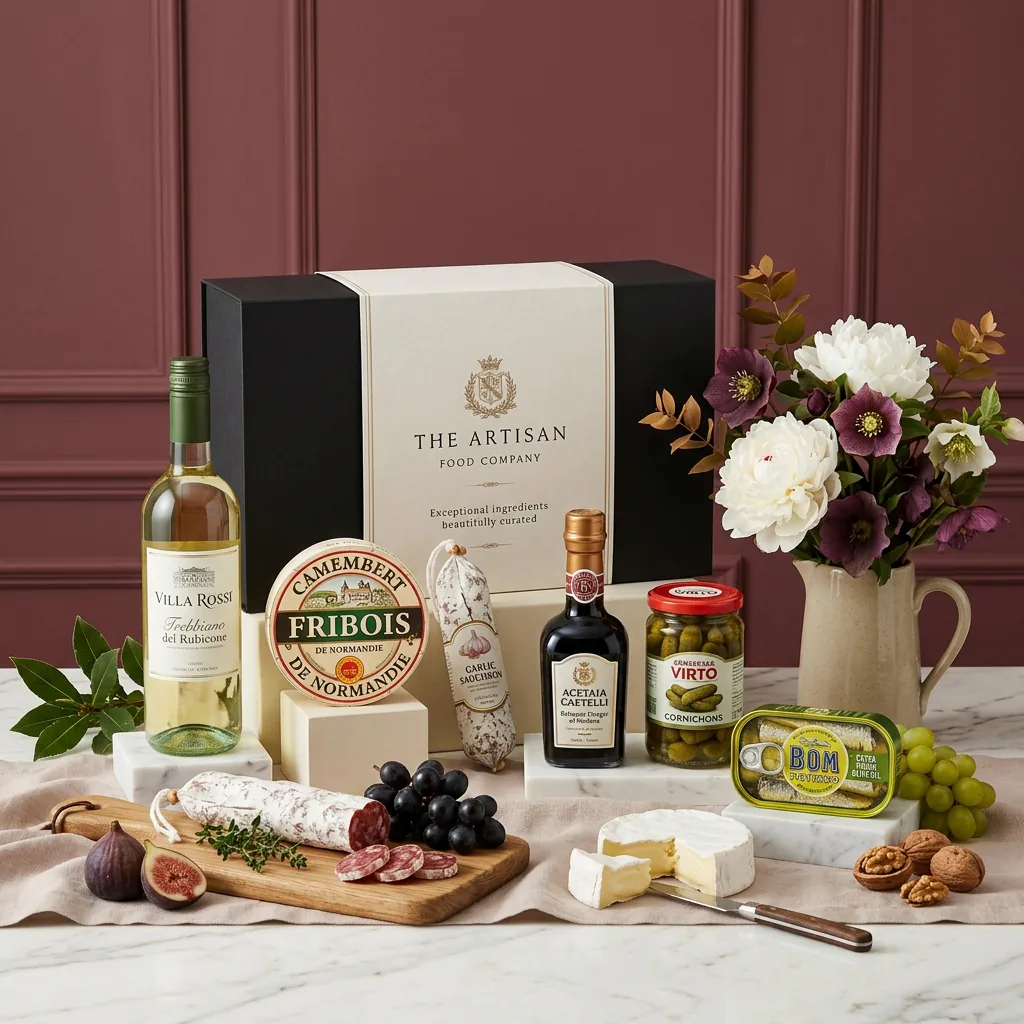 European Selection and Wine Hamper - European Gift european_selection_and_wine_hamper_with_wine,_cheese_and_charcuterie