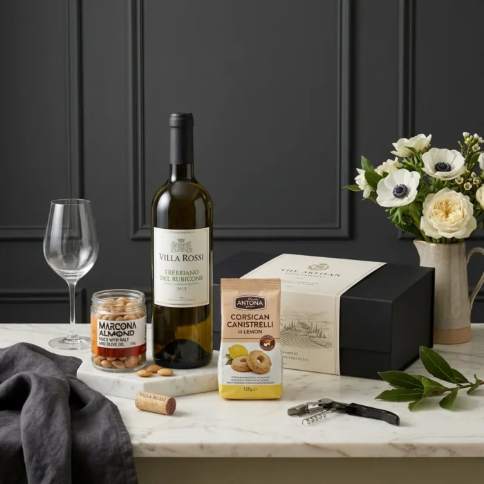 everyday_white_wine_gift_with_wine,_almonds_and_biscuits