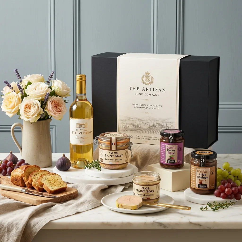 Foie Gras Selection and Sauternes Hamper - Foie Gras Gift foie_gras_selection_and_sauternes_hamper_with_wine,_foie_gras_and_chutney