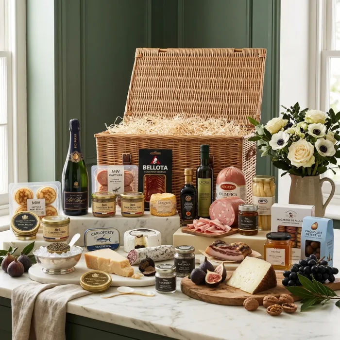gourmet_trunk_with_pol_roger_with_wine,_caviar_and_blinis