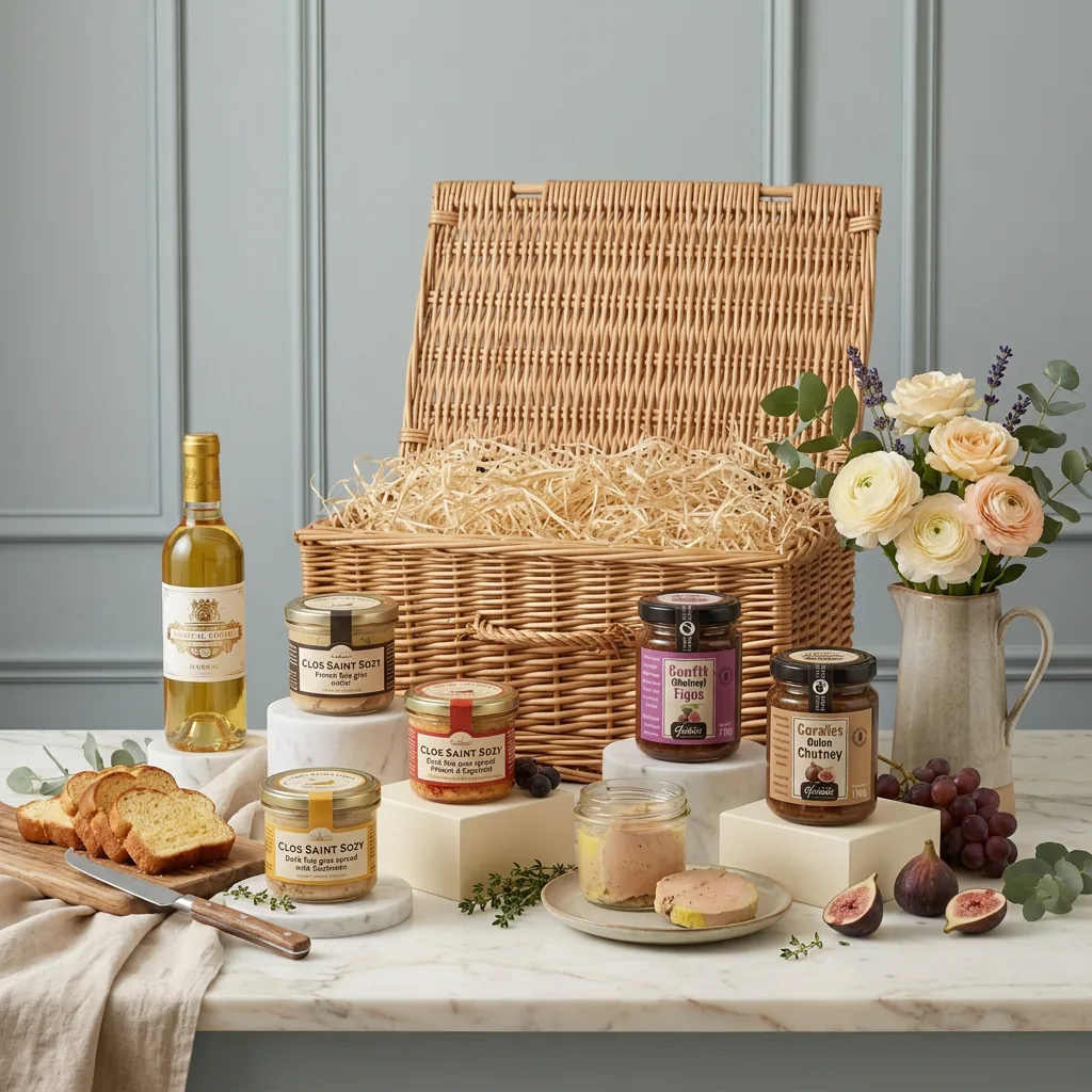 Grand Foie Gras and Sauternes Hamper - Foie Gras Gift grand_foie_gras_and_sauternes_hamper_with_wine,_foie_gras_and_chutney