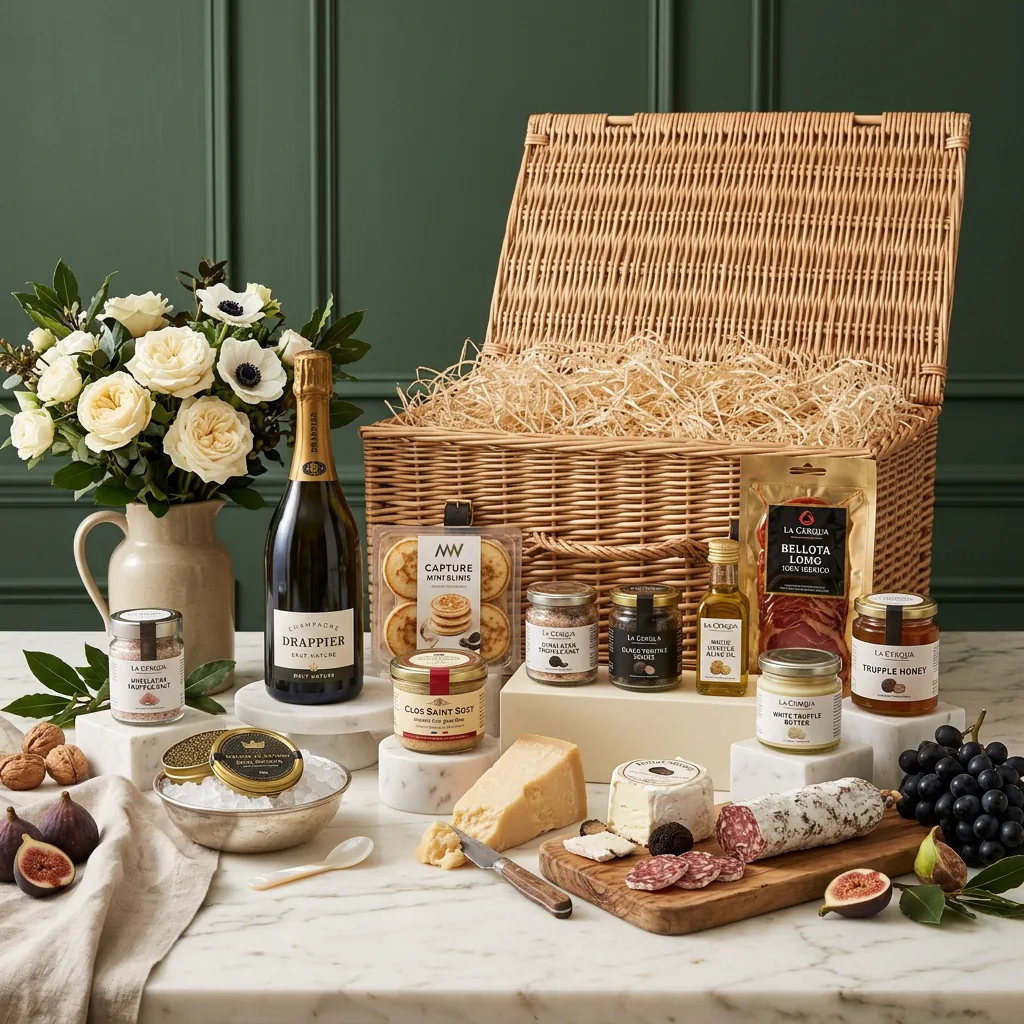 Grand Gourmet and Champagne Hamper - Gourmet Gift grand_gourmet_and_champagne_hamper_with_wine,_caviar_and_blinis