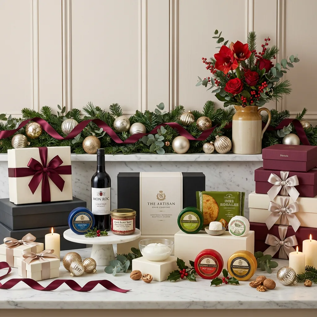 Great Christmas Cheeseboard and Wine Hamper - Christmas Gift great_christmas_cheeseboard_and_wine_hamper_with_wine,_foie_gras_and_crackers