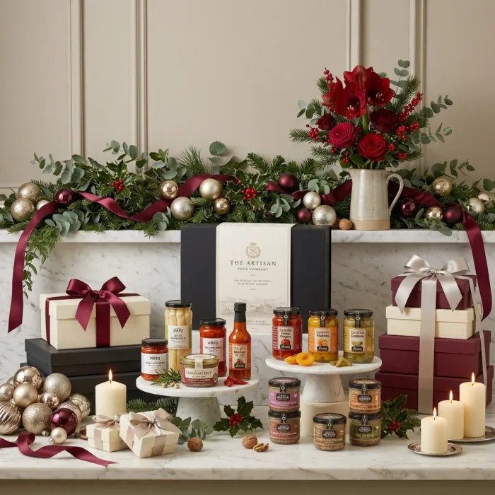 great_christmas_table_hamper_with_foie_gras,_preserved_vegetables_and_sauce