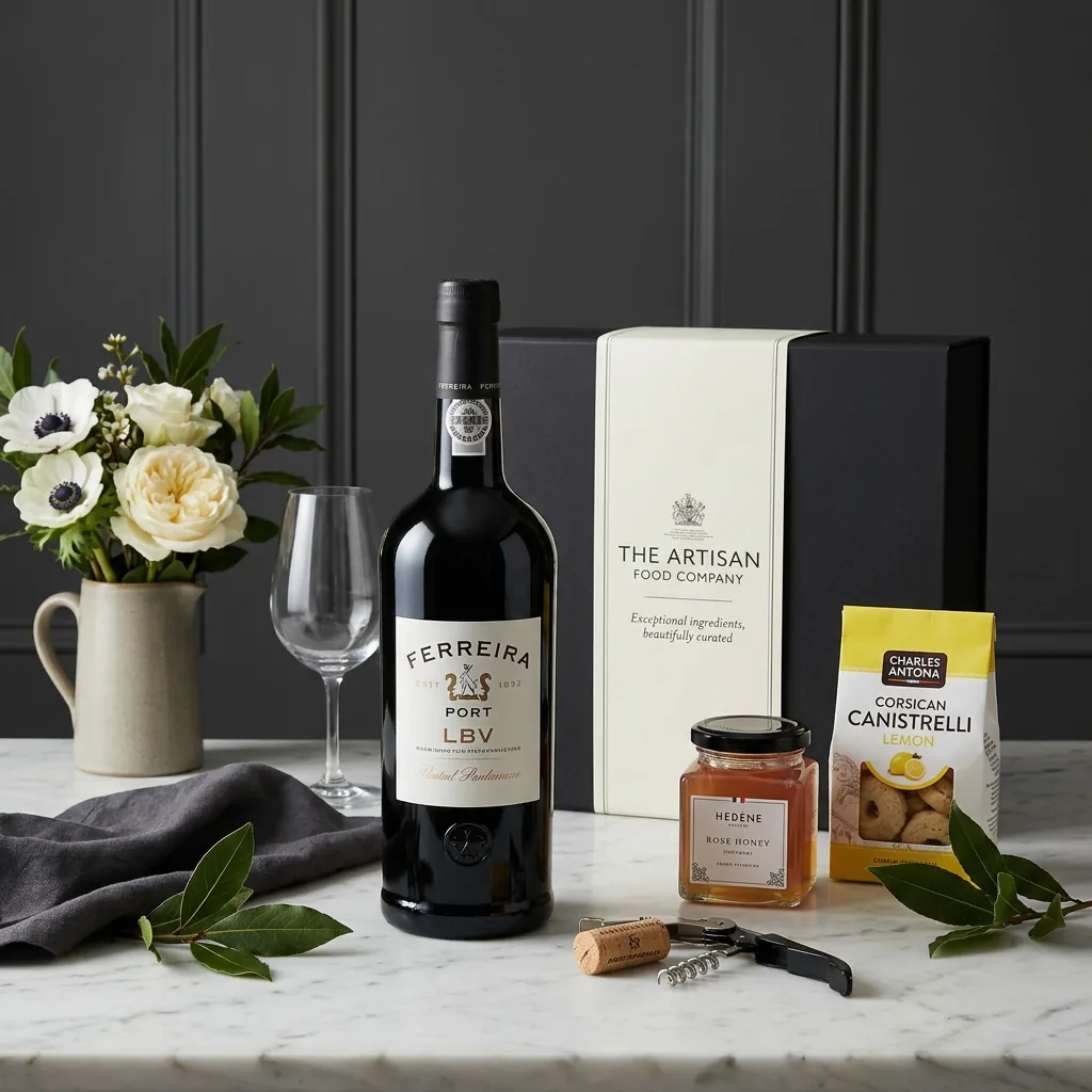 LBV Port and Honey Gift - Honey Gift Box lbv_port_and_honey_gift_with_wine,_honey_and_biscuits