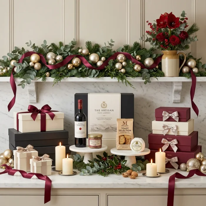 little_christmas_cheeseboard_and_wine_hamper_with_wine,_foie_gras_and_crackers