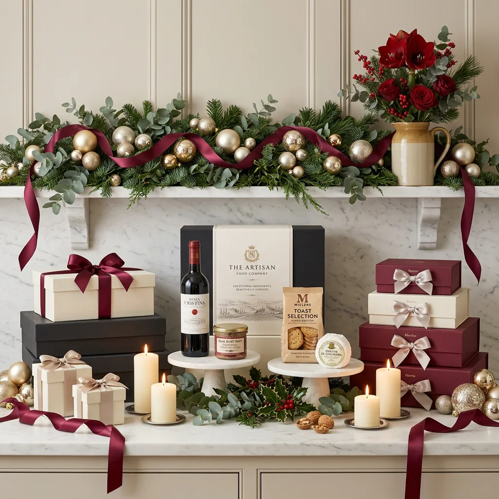 Little Christmas Cheeseboard and Wine Hamper - Christmas Gift little_christmas_cheeseboard_and_wine_hamper_with_wine,_foie_gras_and_crackers