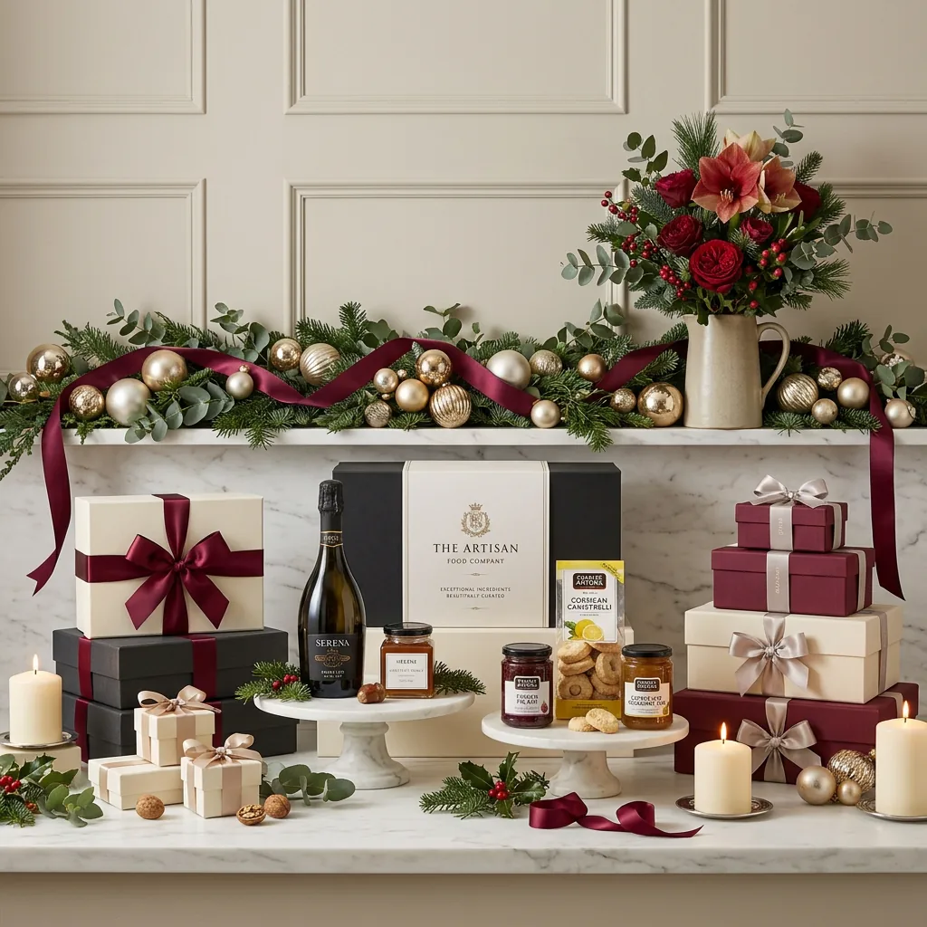 Little Christmas Sweet and Wine Hamper - Christmas Gift little_christmas_sweet_and_wine_hamper_with_wine,_honey_and_biscuits