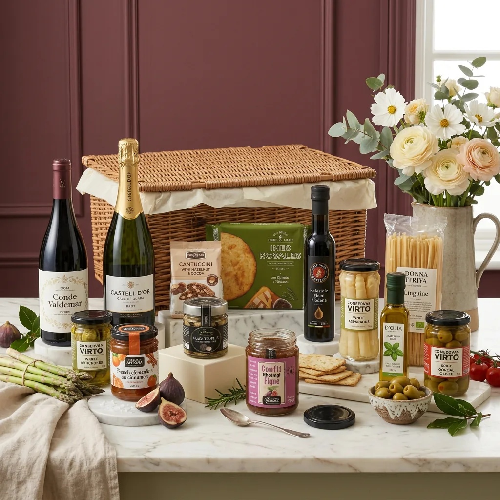 Luxury Vegetarian and Wine Hamper - Vegetarian Gift luxury_vegetarian_and_wine_hamper_with_wine,_preserved_vegetables_and_jam