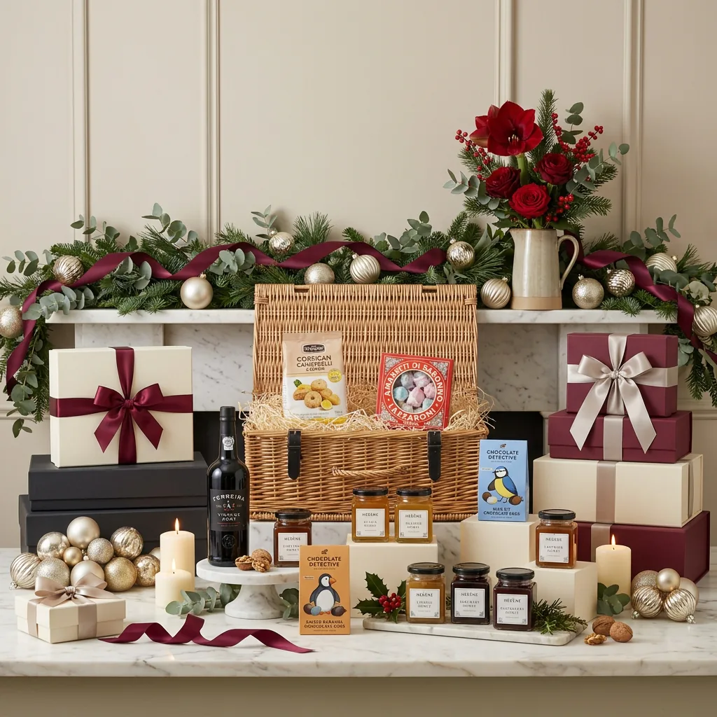 Magnificent Christmas Sweet and Wine Hamper - Christmas Gift magnificent_christmas_sweet_and_wine_hamper_with_wine,_honey_and_biscuits