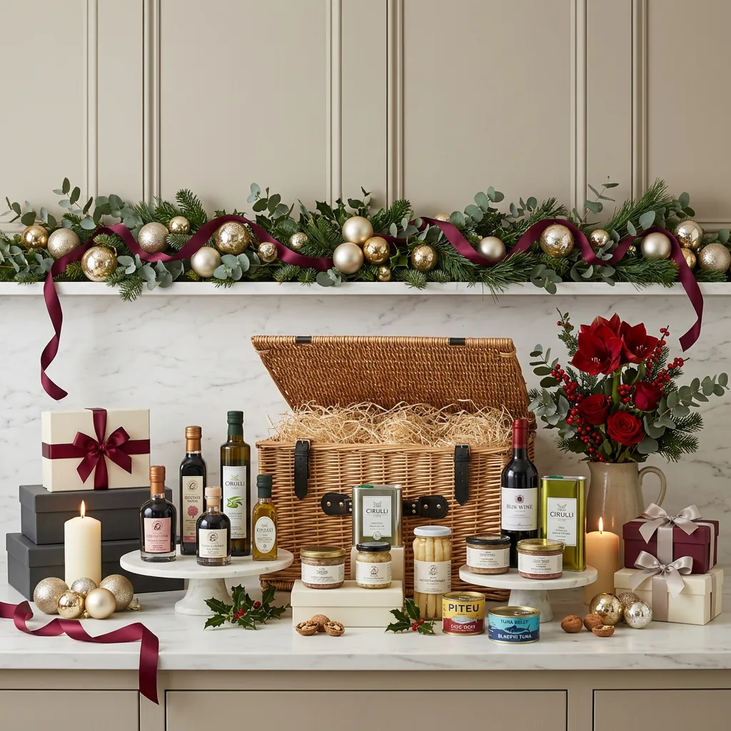 Magnificent Christmas Table and Wine Hamper - Christmas Gift magnificent_christmas_table_and_wine_hamper_with_wine,_foie_gras_and_preserved_vegetables