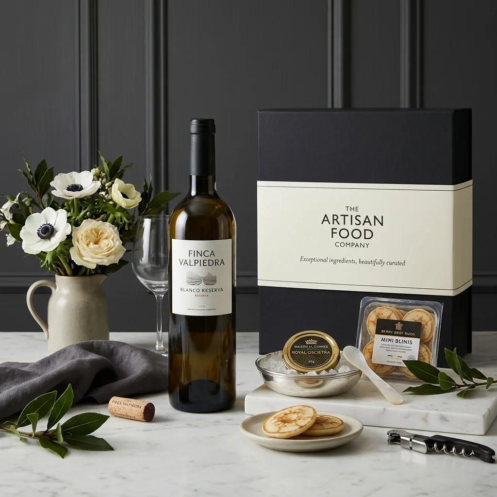 Rioja Blanco and Caviar Gift - Caviar Gift Box rioja_blanco_and_caviar_gift_with_wine,_caviar_and_blinis