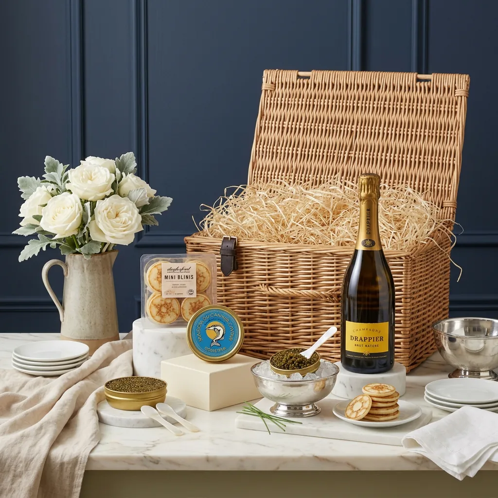 Royal Oscietra Caviar and Champagne Hamper 30g - Caviar Gift royal_oscietra_caviar_and_champagne_hamper_30g_with_caviar,_blinis_and_wine