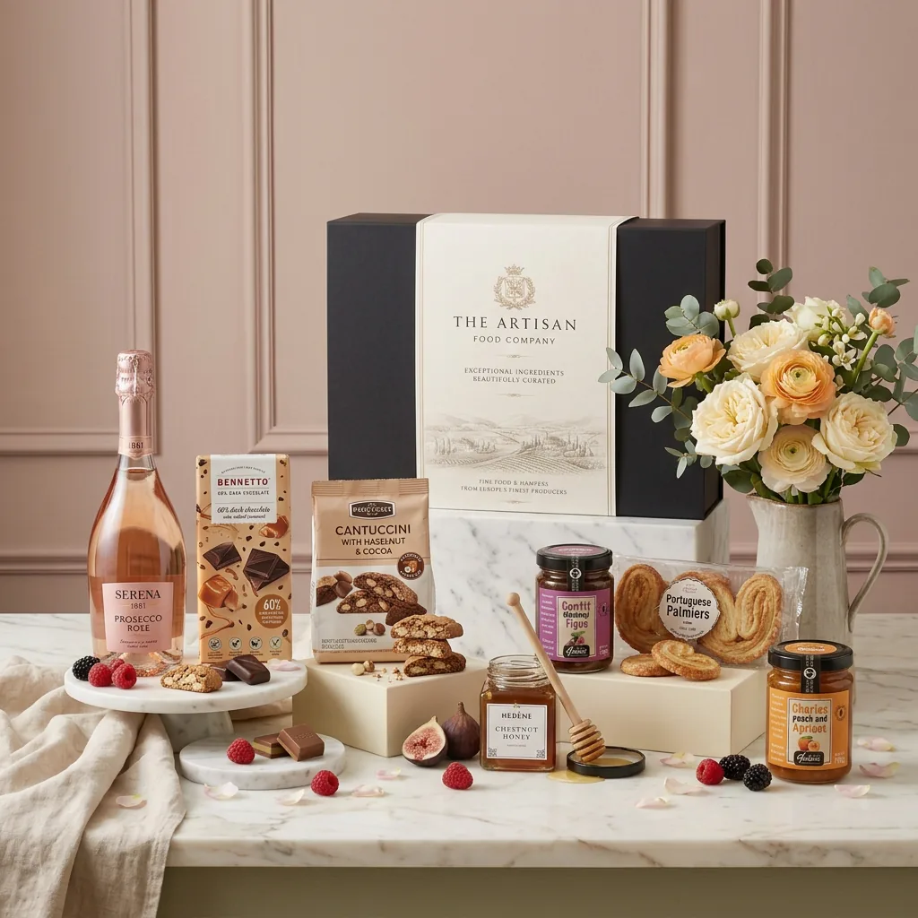 Sweet Selection and Wine Hamper - Sweet Gift sweet_selection_and_wine_hamper_with_wine,_chocolate_and_biscuits
