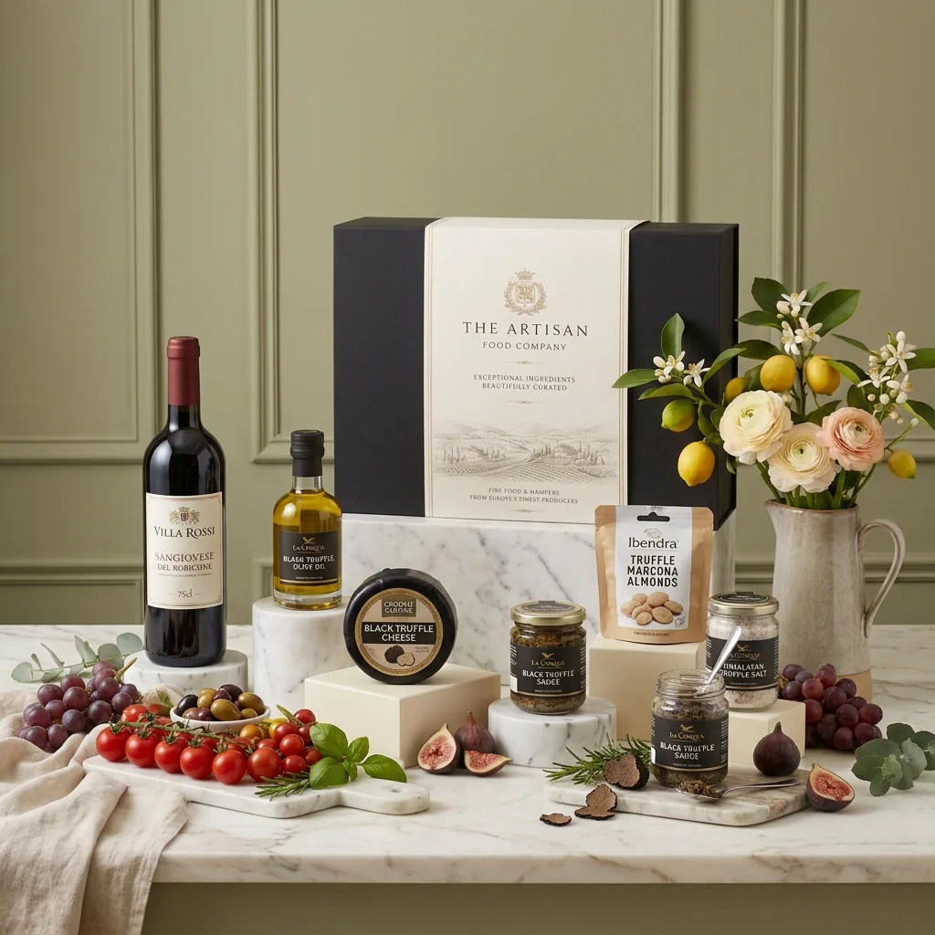 Truffle Selection and Wine Hamper - Truffle Gift truffle_selection_and_wine_hamper_with_wine,_truffle_and_cheese