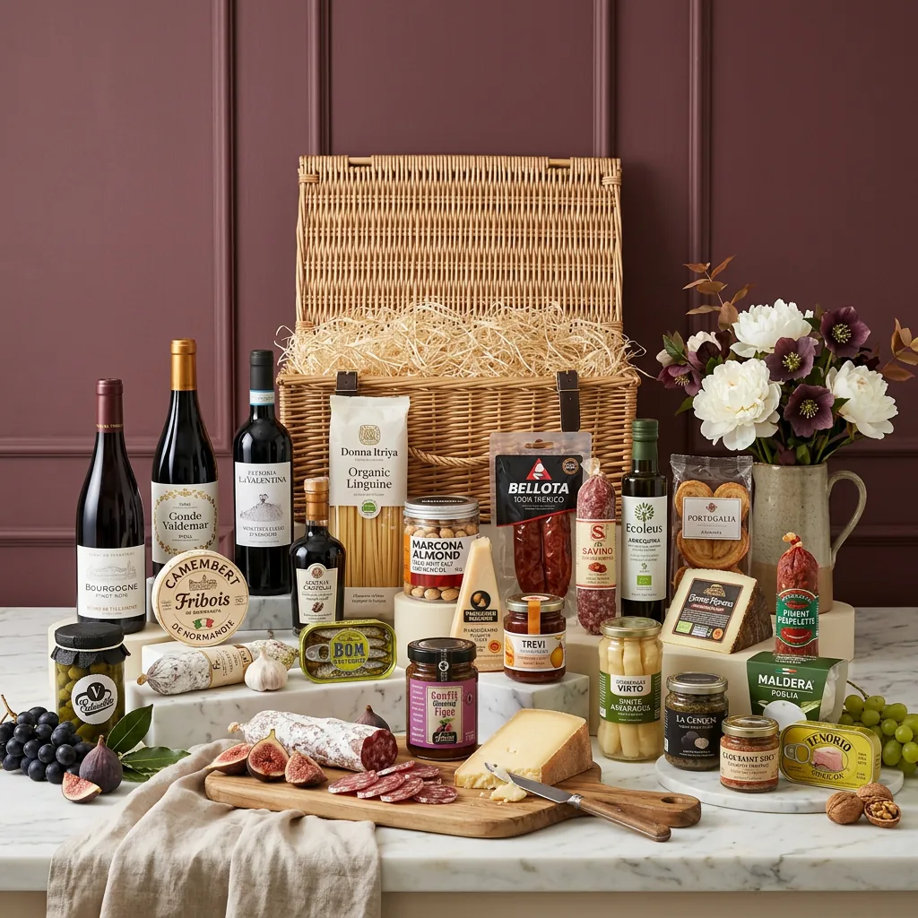 Ultimate European and Wine Hamper - European Gift ultimate_european_and_wine_hamper_with_wine,_cheese_and_charcuterie
